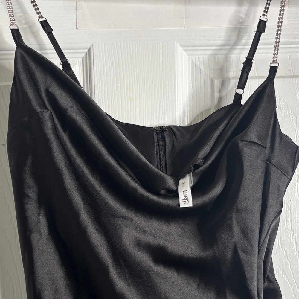 Glam Black Satin Dress